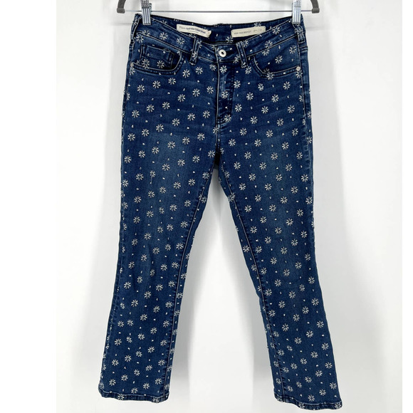 Pilcro and the Letterpress Denim - Pilcro and the Letterpress High-Rise Bootcut Jeans Crop Floral Embroidery 27